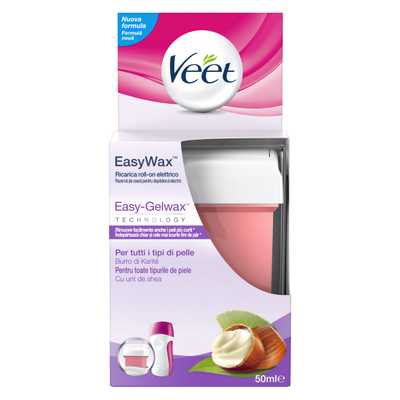 Veet easy wax ricarica cera roll on gambe e braccia, 50 ml
