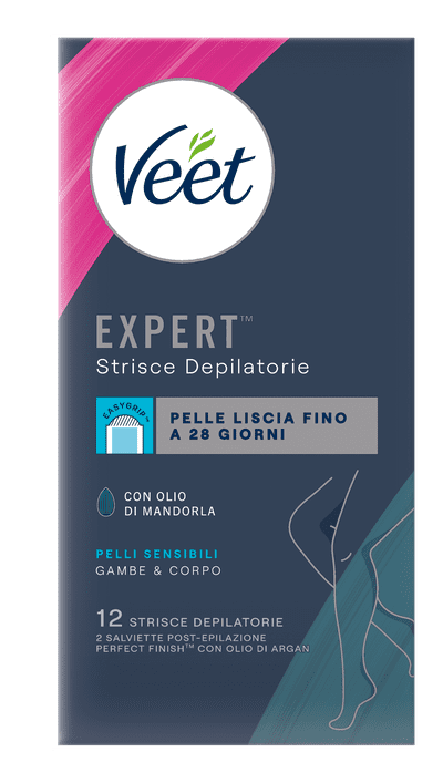 Veet Expert™ strisce depilatorie corpo pelli sensibili, 12 pezzi 