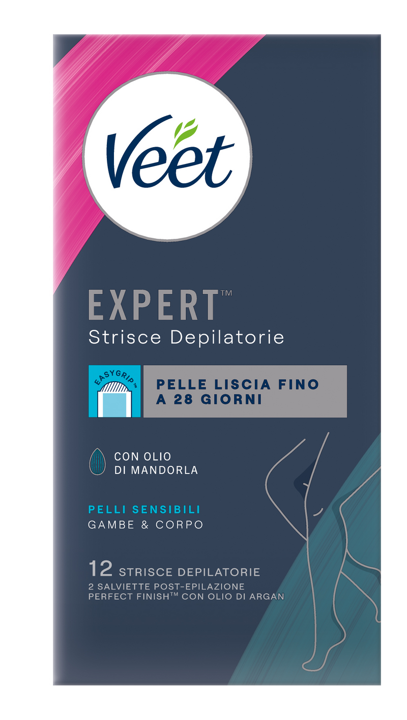 Veet Expert™ strisce depilatorie corpo pelli sensibili, 12 pezzi 