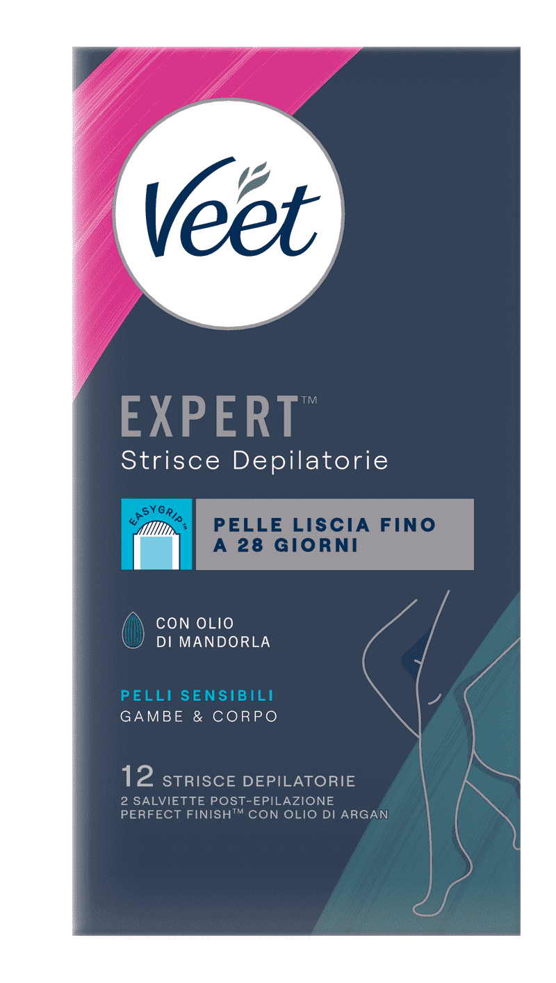 Veet Expert™ strisce depilatorie corpo pelli sensibili, 12 pezzi 