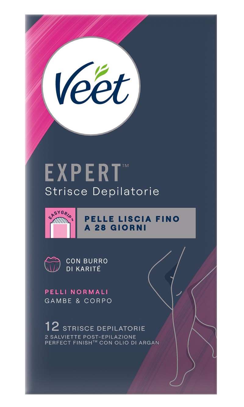 Veet Expert™ strisce depilatorie corpo pelli normali, 12 pezzi