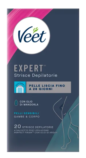 Veet Expert™ strisce depilatorie corpo pelli sensibili, 20 pezzi