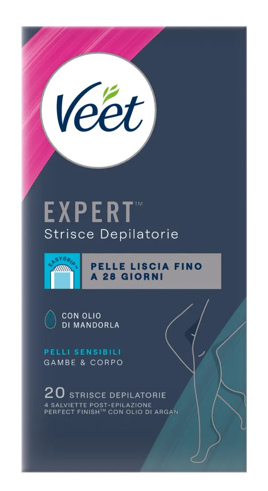 Veet Expert™ strisce depilatorie corpo pelli sensibili, 20 pezzi
