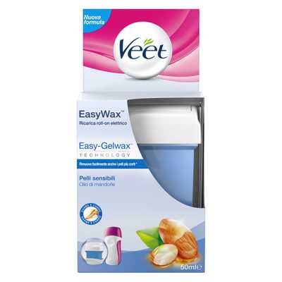 Veet easy wax ricarica cera roll on gambe e braccia, 50 ml