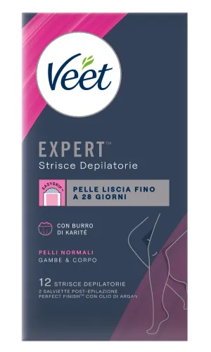 Veet Expert™ strisce depilatorie corpo pelli normali, 12 pezzi