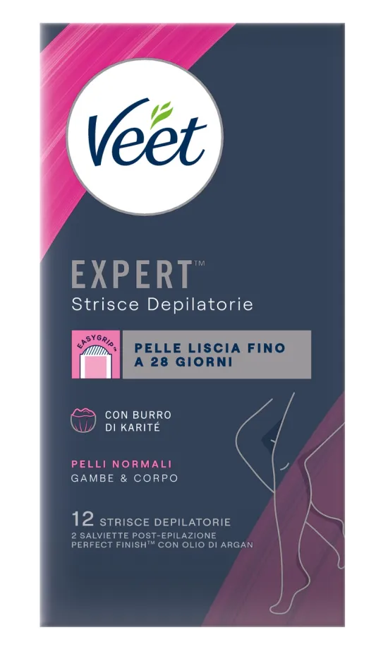 Veet Expert™ strisce depilatorie corpo pelli normali, 12 pezzi