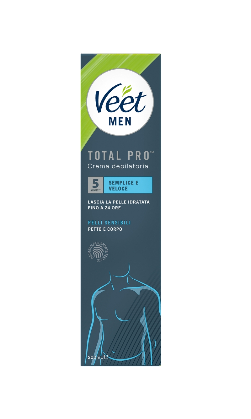 Veet Men crema depilatoria uomo pelli sensibili, 200 ml