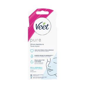 Veet Pure strisce ipoallergeniche depilatorie viso, 16 pezzi