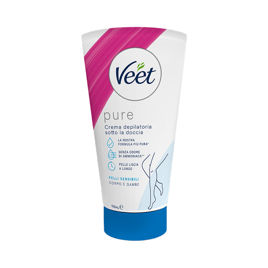 Veet Pure crema sotto la doccia depilatoria pelli sensibili, 150 ml