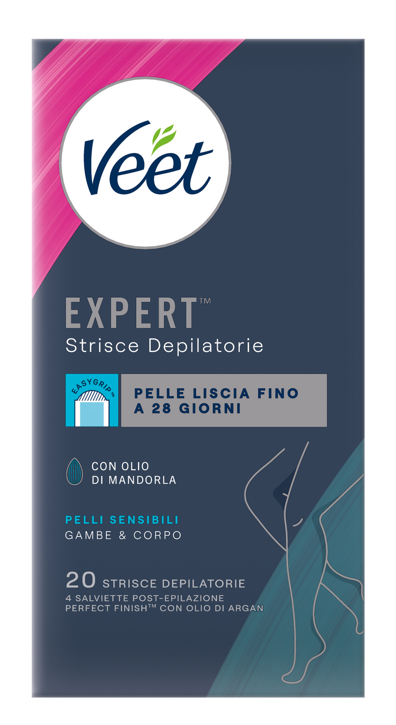 Veet Expert™ strisce depilatorie corpo pelli sensibili, 20 pezzi