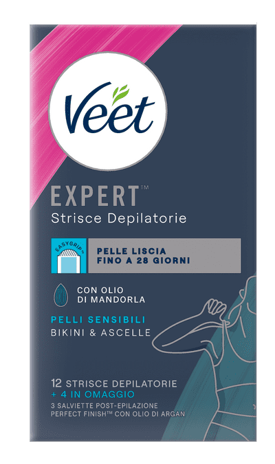 Veet Expert™ strisce depilatorie ascelle e bikini pelli sensibili, 16 pezzi 