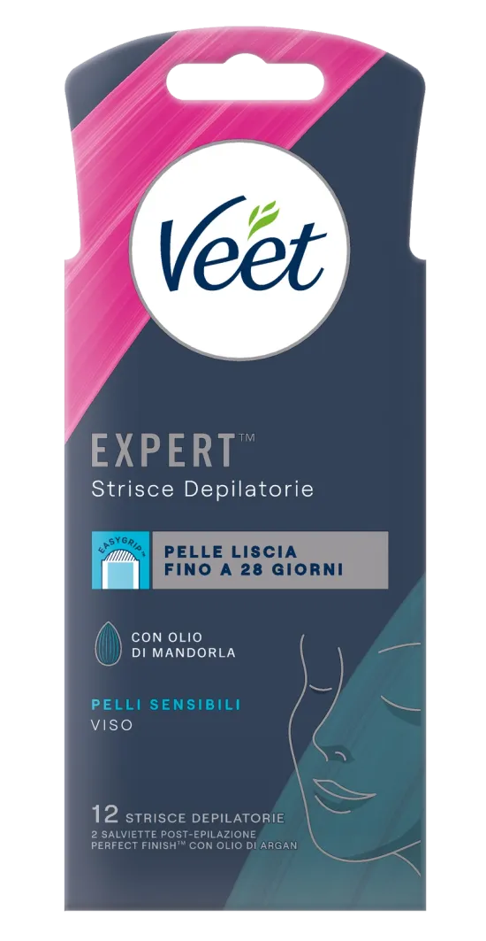 Veet Expert™ strisce depilatorie viso pelli sensibili, 12 pezzi