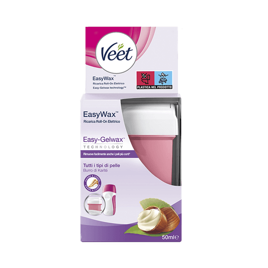 Veet easy wax ricarica cera roll on gambe e braccia, 50 ml