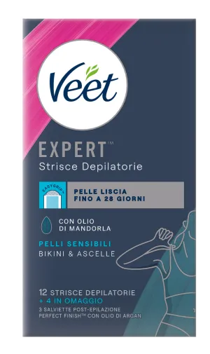 Veet Expert™ strisce depilatorie ascelle e bikini pelli sensibili, 16 pezzi